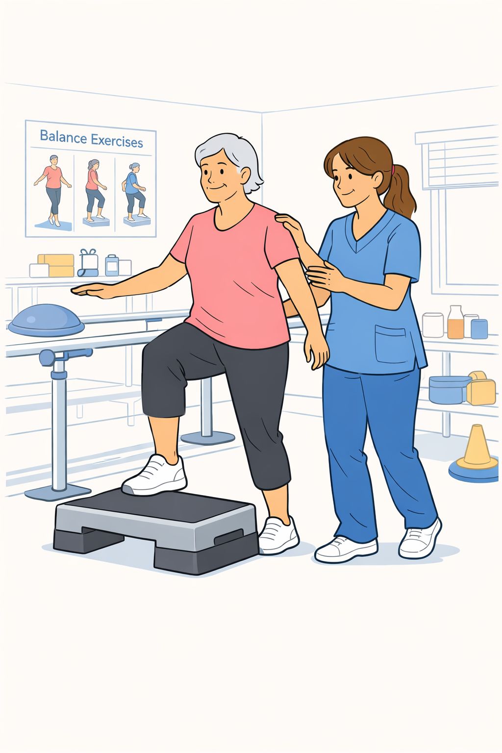 Falls recovery and prevention physiotherapy session